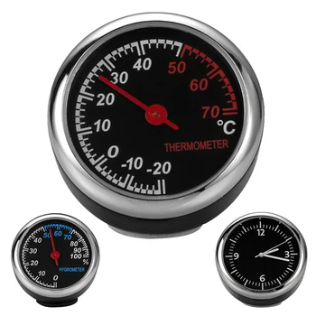 Mini Car Automobile Digital Clock Auto Watch Thermometer Hygrometer Guage Meters Декорация Орнамент Часовници Auto Интериор Decal