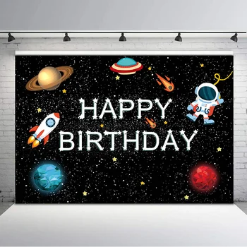 Приключенски космически кораб Декори за рожден ден OuterSpace Panet Астронавт Момче Рожден ден Декорации Банер Фотография Фон