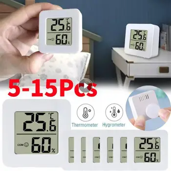 1-10Pcs LCD електронен цифров температурен влагомер вътрешен външен термометър хигрометър метеорологична станция часовник инструмент