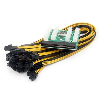 NEW-захранващ модул Breakout Board комплекти с 12Pcs 6Pin до 6Pin захранващ кабел за HP1200W 750W PSU GPU Mining Ethereum ETH