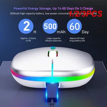 1/2/3PCS таблет телефон компютър безжична мишка акумулаторна зареждаща се светеща 2.4G USB безжична мишка преносима мишка