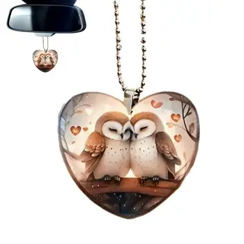 Свети Валентин украшение сърце форма любов бухал висулка 2D акрилна сова сърце форма орнамент двустранен печат Валентин подарък