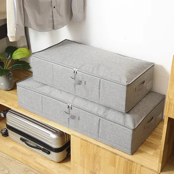 Кутия за съхранение под леглото Сгъваеми дрехи Влагоустойчив организатор Памучно бельо Прахоустойчиви чанти за съхранение на юргани с капак Довършителни