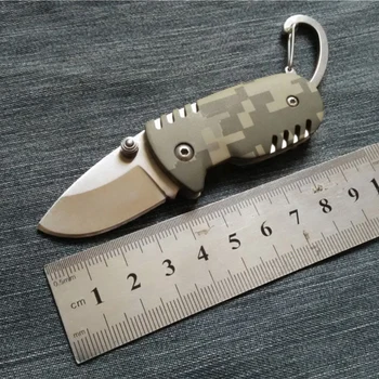 Мини сгъваем нож остър 5CR15MOV стоманен малък джобен нож камуфлажна дръжка Оцеляване на открито EDC инструмент