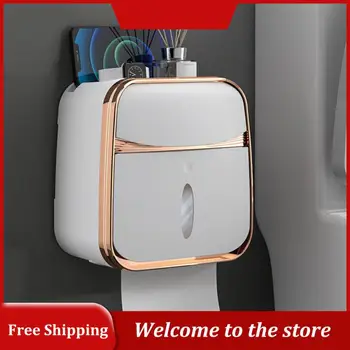 Държач за тоалетна хартия Кутия за тъкани Баня стена рафт закачалка Организатор на багажник с дозатор за съхранение на ролки WC аксесоари консумативи