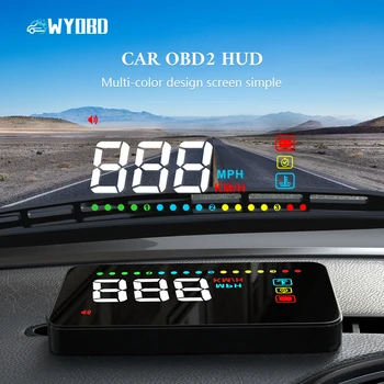 WYOBD Измервател на скоростта на автомобила OBD2 HUD Dispay Автомобилно предно стъкло Скоростомер Проектор Head Up дисплей Аларма за сигурност Температура на водата