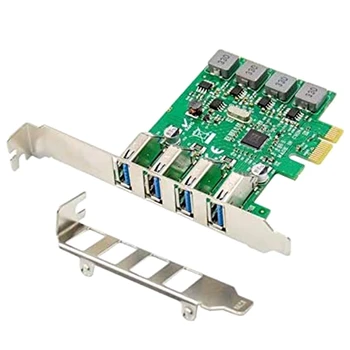 4-портов USB 3.0 PCI Express PCIE адаптер карта - PCI-E към USB 3.0 разширителна карта -VIA VL805 чипсет -вграден самостоятелно захранване