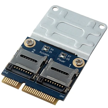 2 SSD HDD за лаптоп Dual Micro- SD SDHC SDXC TF към мини Pcie четец на карти с памет Mpcie към 2 мини-sdcards мини Pci-E адаптер