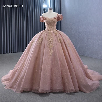 Jancember Superfine класическа вечерна рокля за жени топка рокля къси ръкави мъниста бутер ръкави فساتين مناسبة رسمية RSM231145