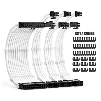 PSU кабел разширения комплект 30CM с кабелни гребени разширение захранване кабел 24Pin 8Pin(4+4) 8Pin(6P+2P) за ATX мощност
