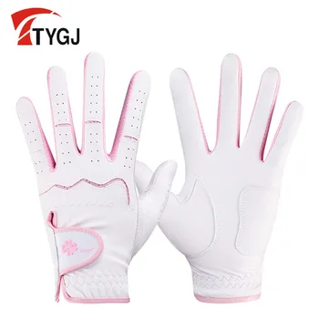 TTYGJ Нови ръкавици за голф PU + овча кожа снаждане жените против хлъзгане частици голф дишащи ръкавици 1 чифт за лява и дясна ръка