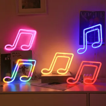 LED неонови светлинни знаци Музикална нота Чаша за бира Моделиране на цигулка Лого Декор Стая Начало Бар Магазин Парти Декорация на стена Бебешки подарък