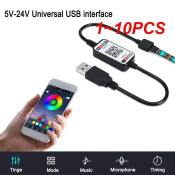 1~10PCS мини димер Led APP bluetooth-съвместим контролер RGB SMD5050 5V 4pin USB цветна музика за дома Интелигентни ленти светлини