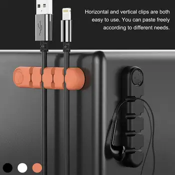 Държач за кабел Силиконов кабел Организатор USB Winder Desktop Tidy Management Clips Holder For Mouse Keyboard Earphone Headset Wire