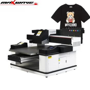  CMYKW мастило UV плосък принтер Автоматичен UV печат за бутилка дърво тениска ментален печат 2 * TX800 печатаща глава