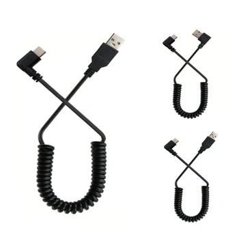 100CM 3FT опъната USB-C USB 3.1 C-тип мъжка резба прав ъгъл 90 градуса USB 2.0 A Plug Spring кабел за зареждане на данни