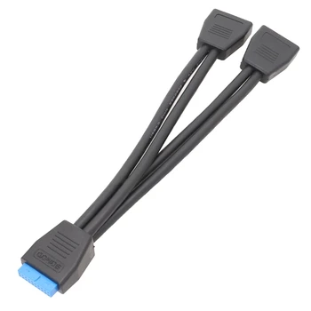 2 порт USB A женски до 19/20 пинов вътрешен конектор за дънна платка адаптер кабел за PC компютърен защитен ръкав миещ се