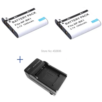 Търговия на едро 1000mAh 2бр NP-BK1 BK1 литиево-йонна батерия за цифров фотоапарат + зарядно устройство за Sony Cyber-shot DSC-S950 S980 DSC S750 S780