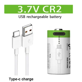 100% оригинална CR2 3V литиева батерия акумулаторна USB подходяща за цифрови фотоапарати GPS сигурност и медицински устройства + кабели