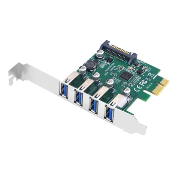 PCIE 1X към USB3.2 разширителна карта PCI-E 4 порта USB3.2 адаптер множител PCI-E 1X 4X 16X контролер Добавяне на една карта 5Gbps