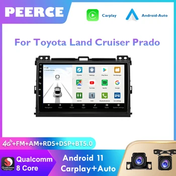 PEERCE Qualcomm Car Radio Multimedia за Toyota Land Cruiser Prado 120 2003-2009 Мултимедиен плейър 2 Din Carplay GPS стерео