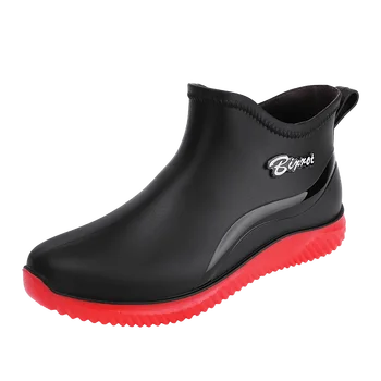JINXUAN Черни къси тръби Мъжки обувки Мода Мъжки ботуши за дъжд 2023 Нови антихлъзгащи износоустойчиви обувки за риболов на открито