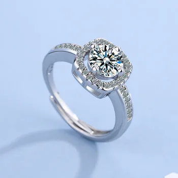 Real 925 стерлинги сребърен диамантен пръстен за жени мъже произход Anillos де сватбени ленти FL нарязани диамантени бижута скъпоценен камък Anel кутия