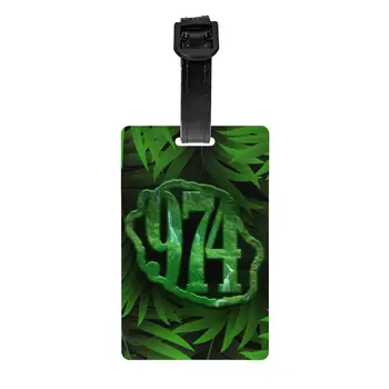 974 Зелени тропикал оставя багаж Етикети за куфари Смешни Остров Реюнион Етикети за багаж Поверителност Cover ID Label