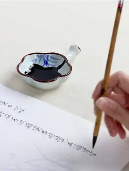 Керамично мастило ястие малък мастилница студент писалка Mo Chi калиграфия мастило ястие мастило чиния четка притежателя мастило тава палитра