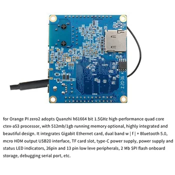За Orange Pi Zero2 Allwinner H616 1GB DDR3 RAM Платка за разработка + Case + видео кабел + разширителна карта + захранващ адаптер (EU