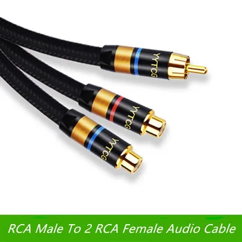 HIFI RCA Y сплитер високоговорител аудио кабел за CD DVD декодер миксер усилвател субуфер кола DSP RCA към 2 RCA мъжки женски кабел