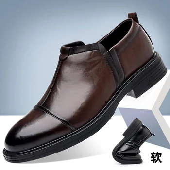 2023 Кожени обувки Мъжки кафяв моден фиш на работни обувки Мъжки официални мокасини Бизнес Италия Ръчно изработени луксозни качествени мокасини