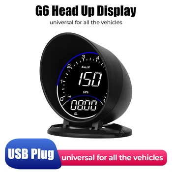 Кола главата нагоре дисплей скоростомер пробег G6 HUD RPM MPH GPS компас цифров часовник надморска височина метър с околната светлина аларма комплект