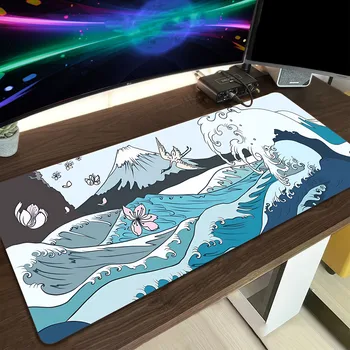Японски Голям Off Wave Mausepad Аксесоари за настройка на компютри Подложка за мишка Офис бюро Мат Голяма подложка за мишка за компютърни клавиатурни подложки