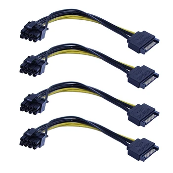 20 бр. Нов 15Pin SATA мъжки към 8Pin(6+2) PCI-E захранващ кабел 20Cm SATA кабел 15-пинов към 8-пинов кабел 18AWG тел