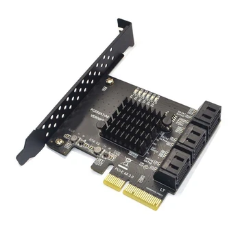 SATA PCI E адаптер 6 порта SATA 3.0 към PCI Express X4 разширителна карта SATA3.0 Pcie PCI-E SATA контролер за HDD