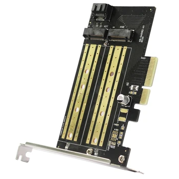 PCIE към M.2 Dual Bay адаптер карта NVME NGFF двоен протокол високоскоростен настолен компютър Solid State разширителна карта