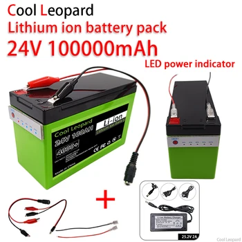 24V 100Ah акумулаторна 18650 литиева батерия с LED светлина, за LED лампа Батерия за слънчево съхранение на електрически превозни средства + 25.2V зарядно устройство
