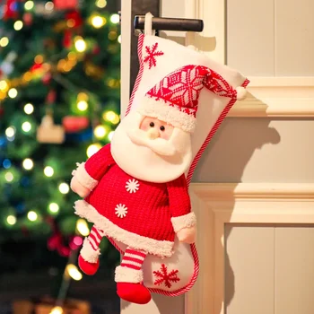 2бр Коледни чорапи Дядо Коледа чорап Коледа подарък за деца снежен човек бонбони чанти коледно дърво украшение коледна украса