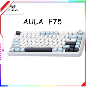 AULA F75 Безжична механична геймър клавиатура 3 режим 2.4G USB Bluetooth клавиатури Hot-swap 80Key RGB гейминг клавиатура за лаптоп PC