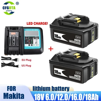 100% BL1860 акумулаторна батерия 18 V 18000mAh литиево-йонна за Makita 18v батерия BL1840 BL1850 BL1830 BL1860B LXT 400 + зарядно устройство