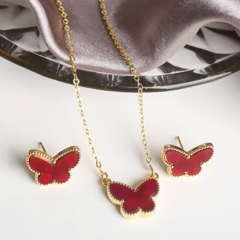 7 цвята Ins Горещи продажба модерен пеперуда комплект огърлица обеци очарователни жени насекоми бижута за рожден ден годежни подаръци