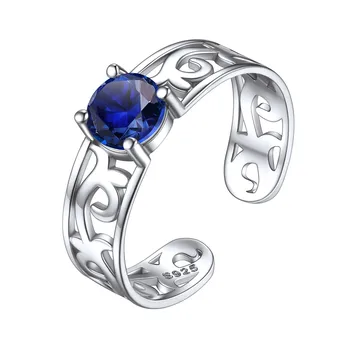 ChicSilver 925 стерлинги сребро келтски възел пръстен маншет с кръгли рождени камъни за жени стифиране вечност регулируеми отворен пръстен