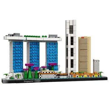град Сингапур Архитектура Силует Дубай Световно известни строителни блокове тухли DIY образователни играчки Най-добрият подарък за деца за момчета