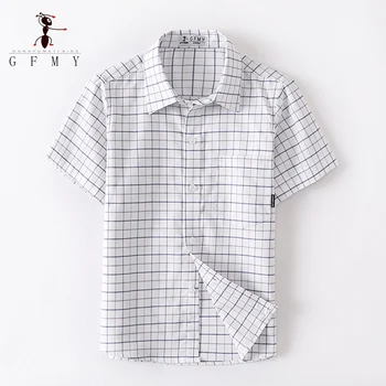 GFMY 2023 Нови летни детски дрехи Момчета 100% памук карирани ризи 4T-16T училищни униформи за деца върхове