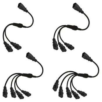 0.5m 3-пинов IEC320-C14 мъжки щепсел към множество C13 женски адаптер кабел Y сплитер захранващ конвертор кабелна линия черен