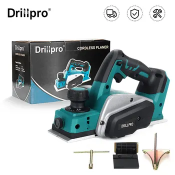 Drillpro Акумулаторна електрическа ръчна ренде Дървообработване Начало DIY режещ инструмент Мощност ренде стойка за дърво за батерия