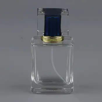 50ML Стъклена бутилка за парфюм за многократна употреба, квадратна преносима празна