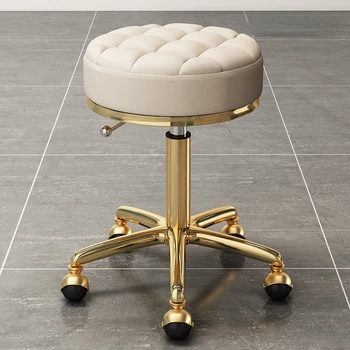 Реколта мода въртящ се стол бръснарница пейка златен фризьорски стол масаж клиника офис дом седалка Cadeira салон мебели