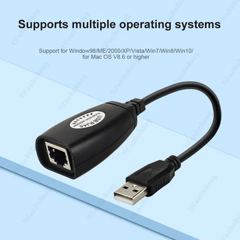 2Pcs 50M USB 2.0 към RJ45 LAN кабел разширение адаптер удължител над за Cat5 RJ45 Cat6 кръпка кабел черно мрежови аксесоари